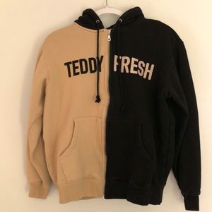 Rare Teddy Fresh Split Black/Tan Zip Up Hoodie